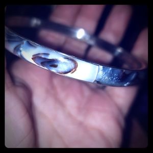 Vintage Mother of pearl inlay Bangle Bracelet